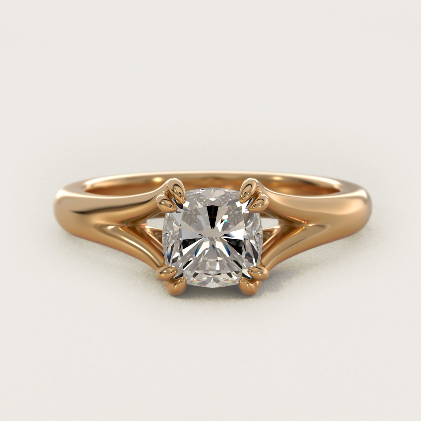 Split Shank Double Claw Solitaire Engagement Ring In 14K Yellow Gold By James Allen - Cushion Center