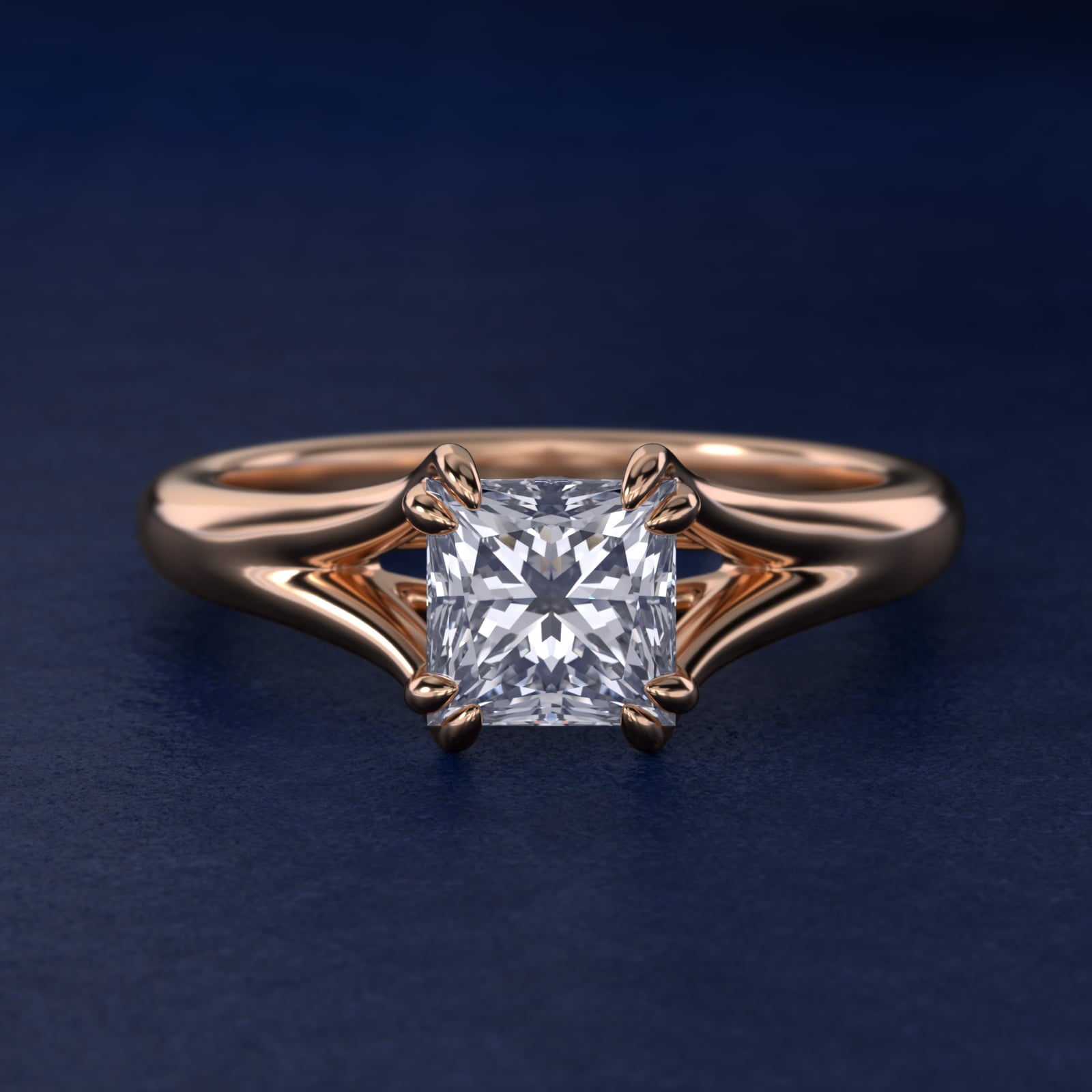 Split Shank Double Claw Solitaire Engagement Ring In 18k Rose Gold By James Allen - Princess Center