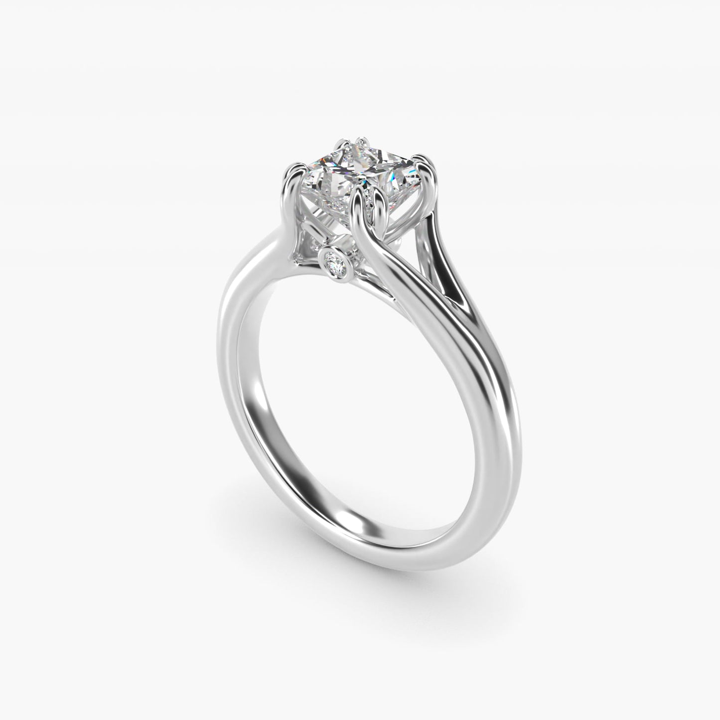 Split Shank Double Claw Solitaire Engagement Ring In 14K White Gold By James Allen - Princess Center