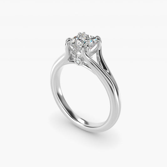 Split Shank Double Claw Solitaire Engagement Ring In 14K White Gold By James Allen - Princess Center