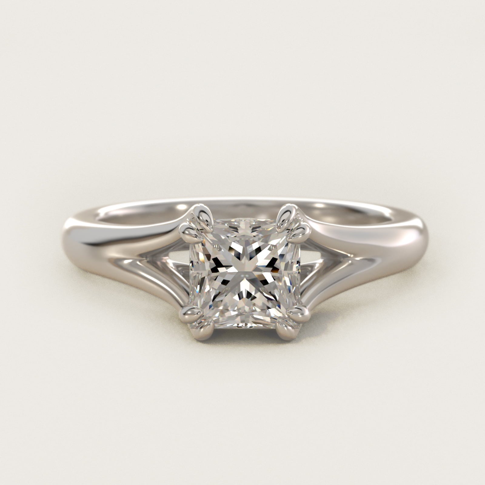 Split Shank Double Claw Solitaire Engagement Ring In 14K White Gold By James Allen - Princess Center