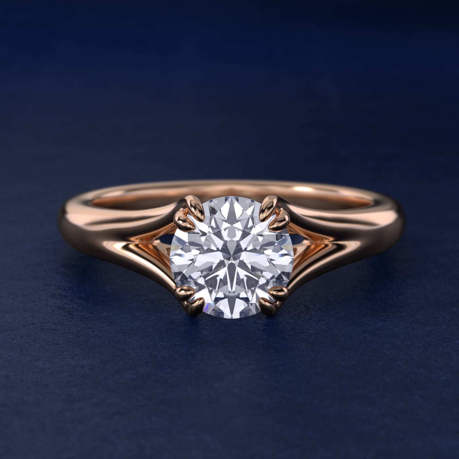 Split Shank Double Claw Solitaire Engagement Ring In 14K Rose Gold By James Allen - Round Center