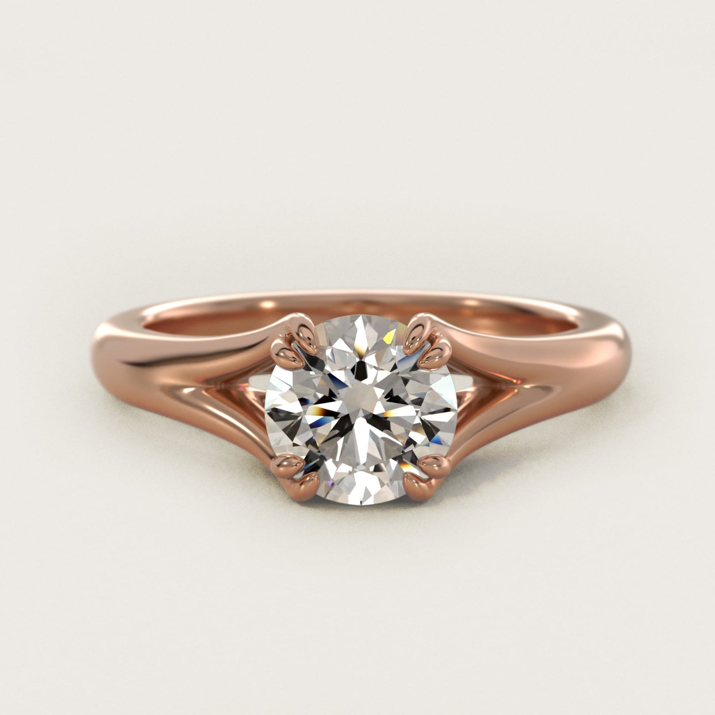 Split Shank Double Claw Solitaire Engagement Ring In 18k Rose Gold By James Allen - Round Center