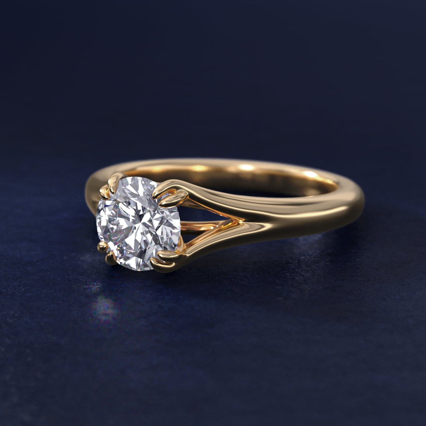 Split Shank Double Claw Solitaire Engagement Ring In 18k Yellow Gold By James Allen - Round Center