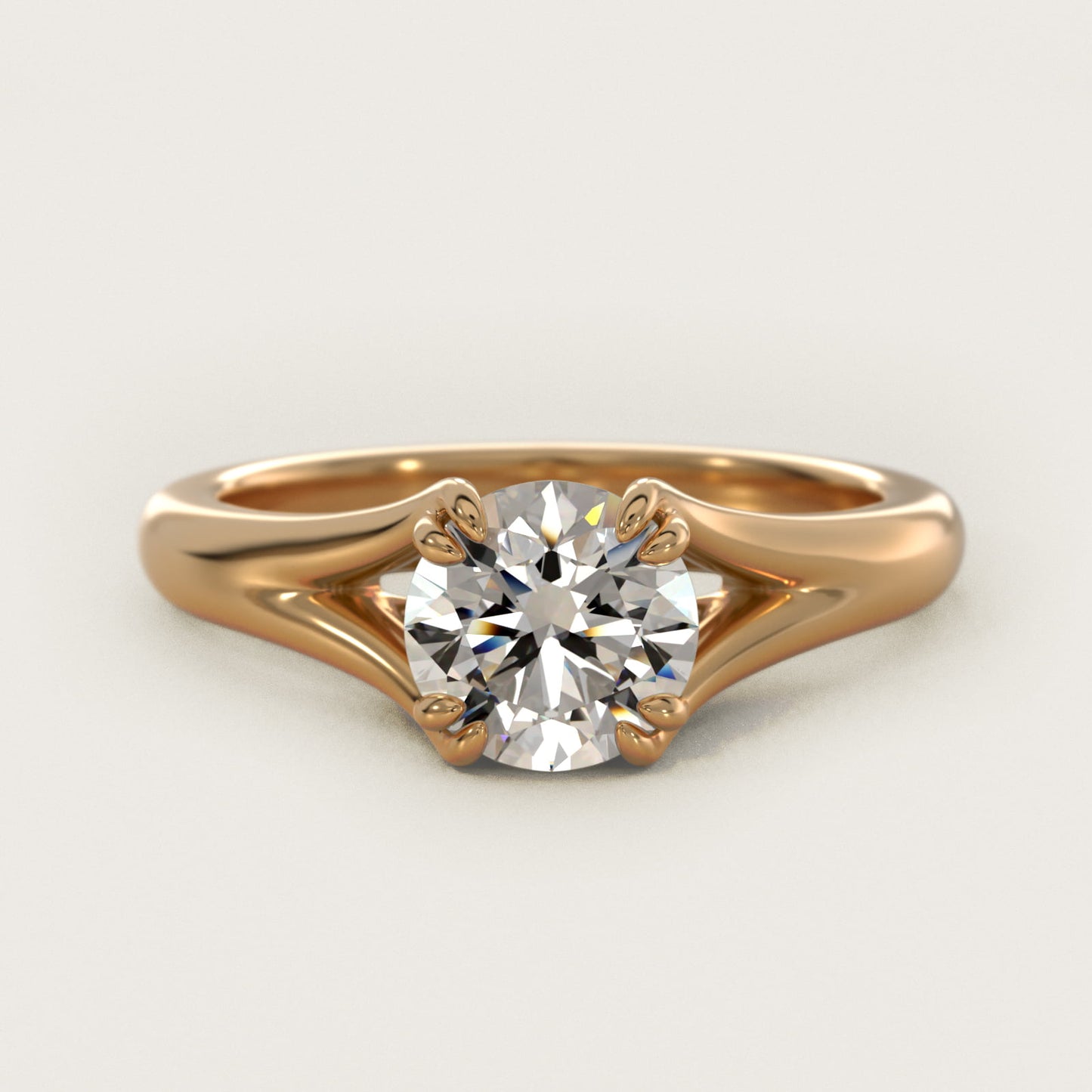 Split Shank Double Claw Solitaire Engagement Ring In 18k Yellow Gold By James Allen - Round Center