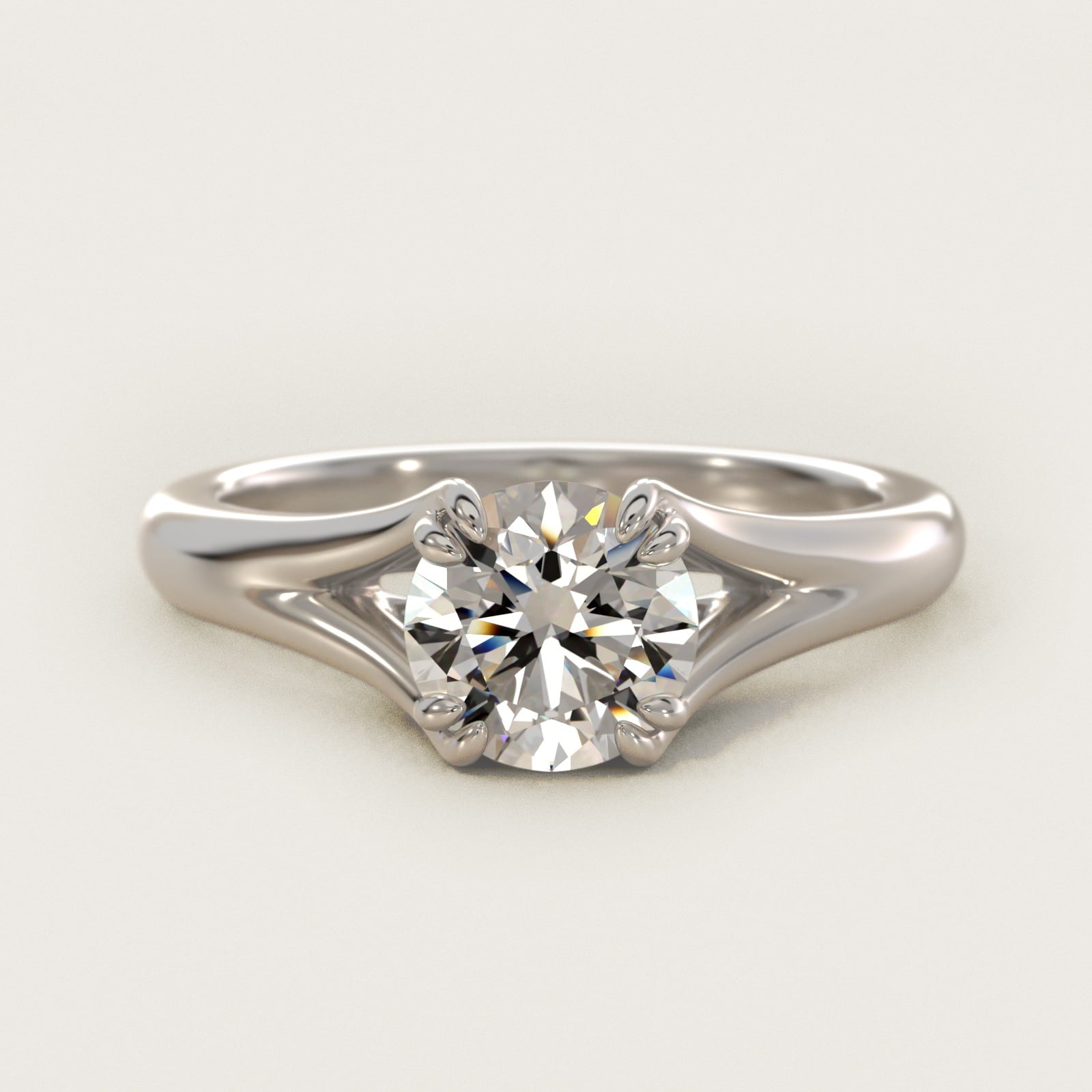 Split Shank Double Claw Solitaire Engagement Ring In Platinum By James Allen - Round Center