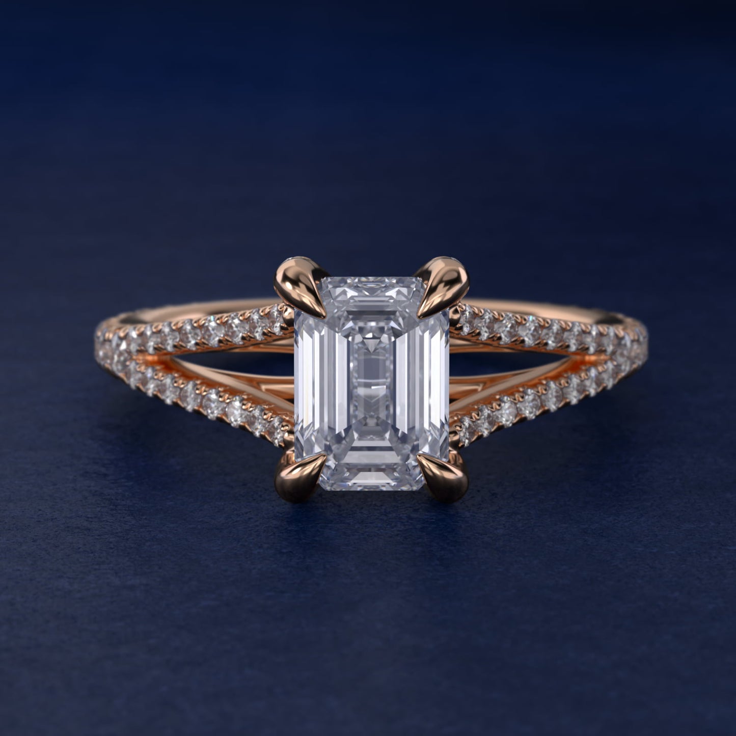 Split-Shank Diamond Engagement Ring in 14k Rose Gold - Emerald Center