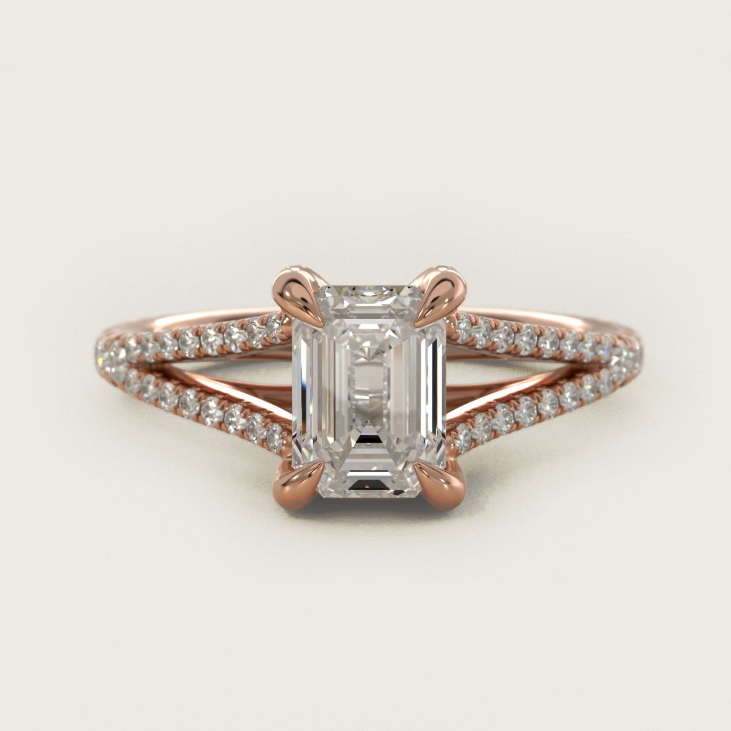 Split-Shank Diamond Engagement Ring in 14k Rose Gold - Emerald Center