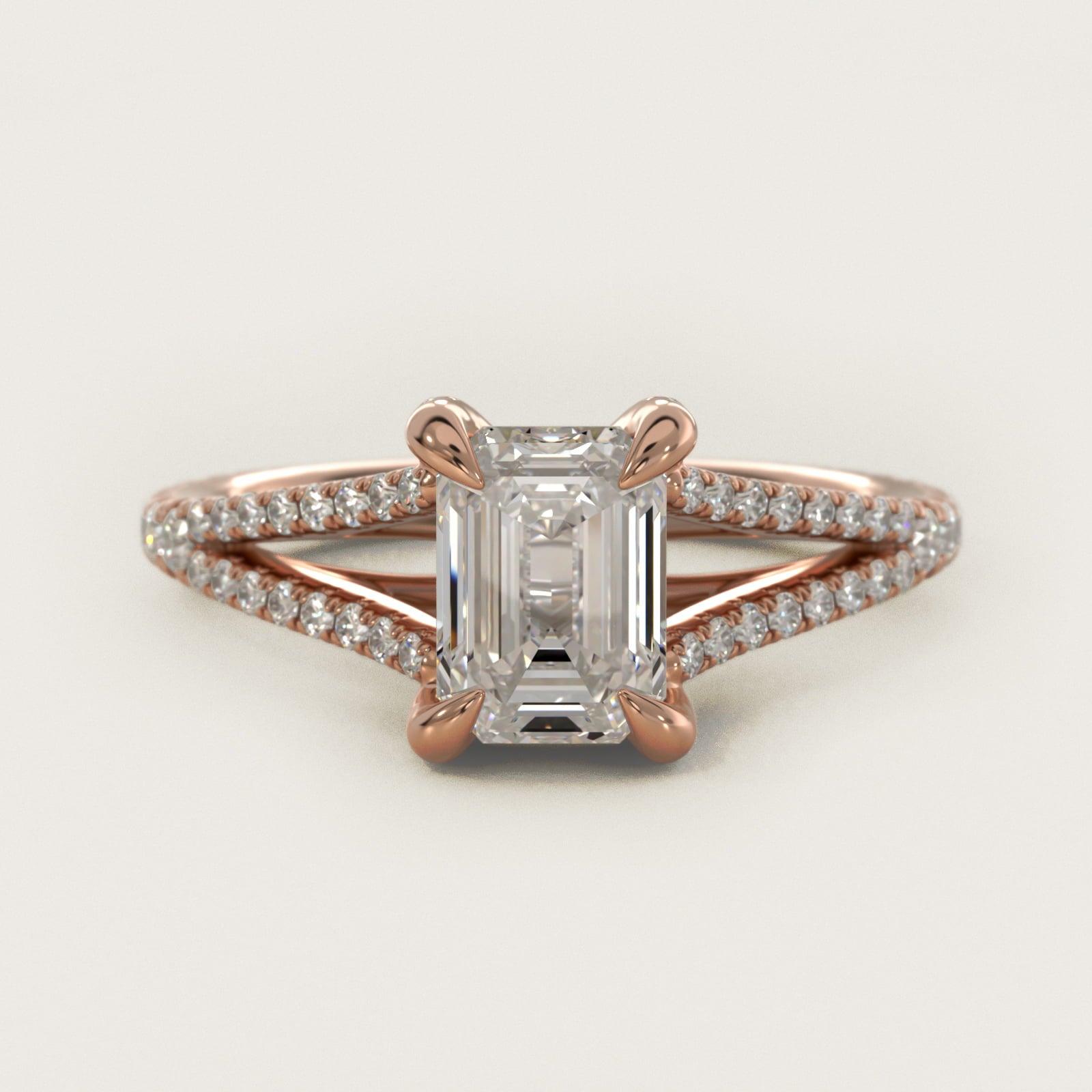 Split-Shank Diamond Engagement Ring in 14k Rose Gold - Emerald Center