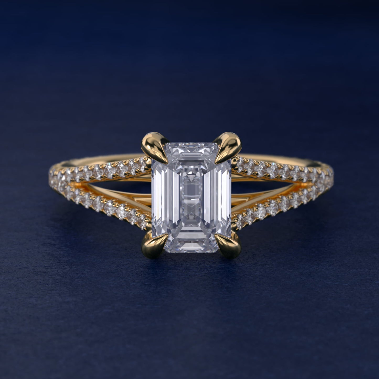 Split-Shank Diamond Engagement Ring in 18k Yellow Gold - Emerald Center