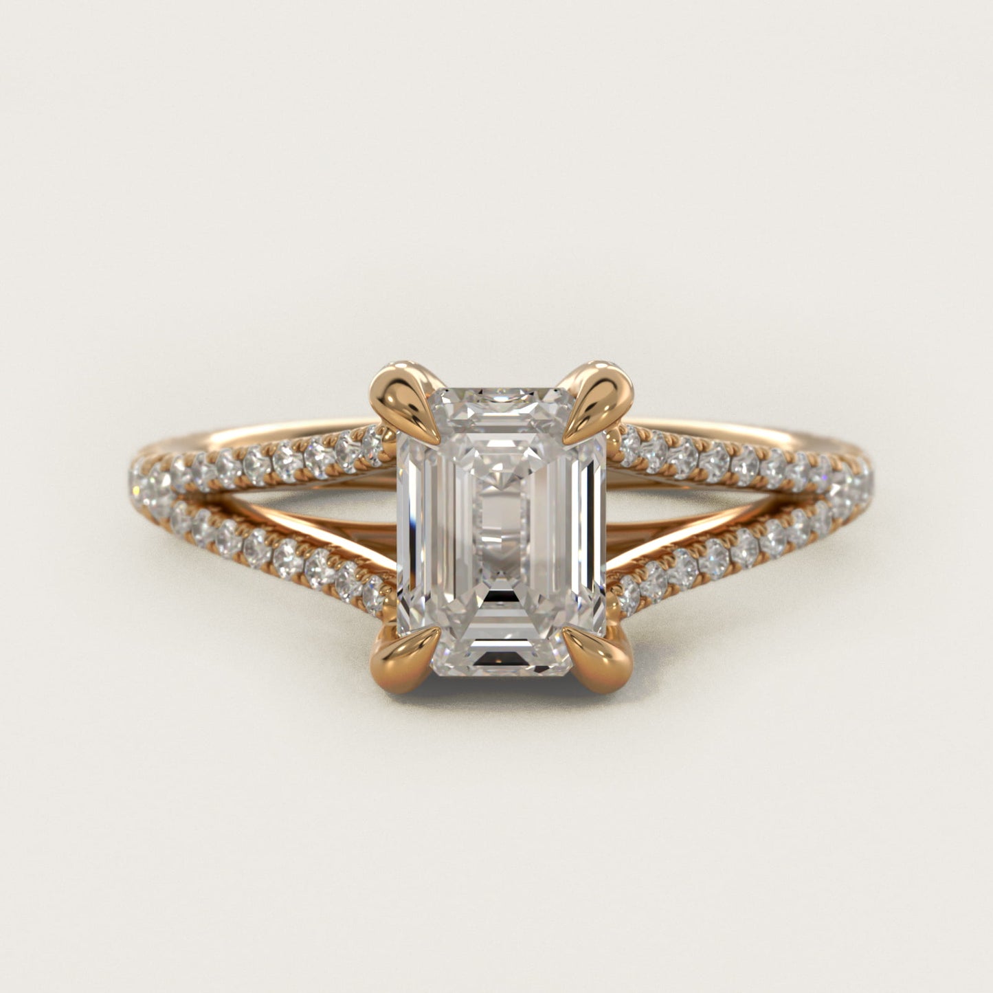 Split-Shank Diamond Engagement Ring in 18k Yellow Gold - Emerald Center