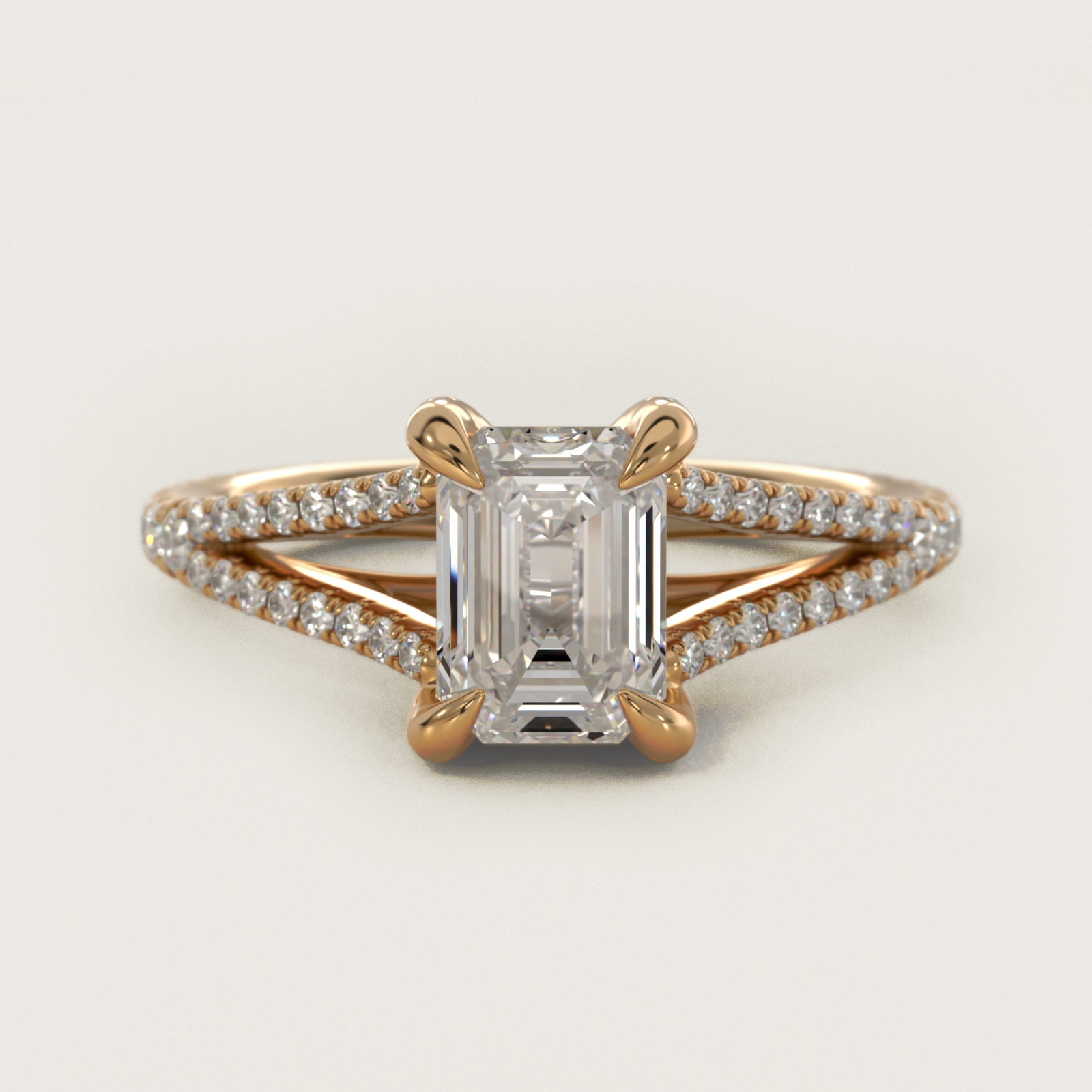 Split-Shank Diamond Engagement Ring in 18k Yellow Gold - Emerald Center