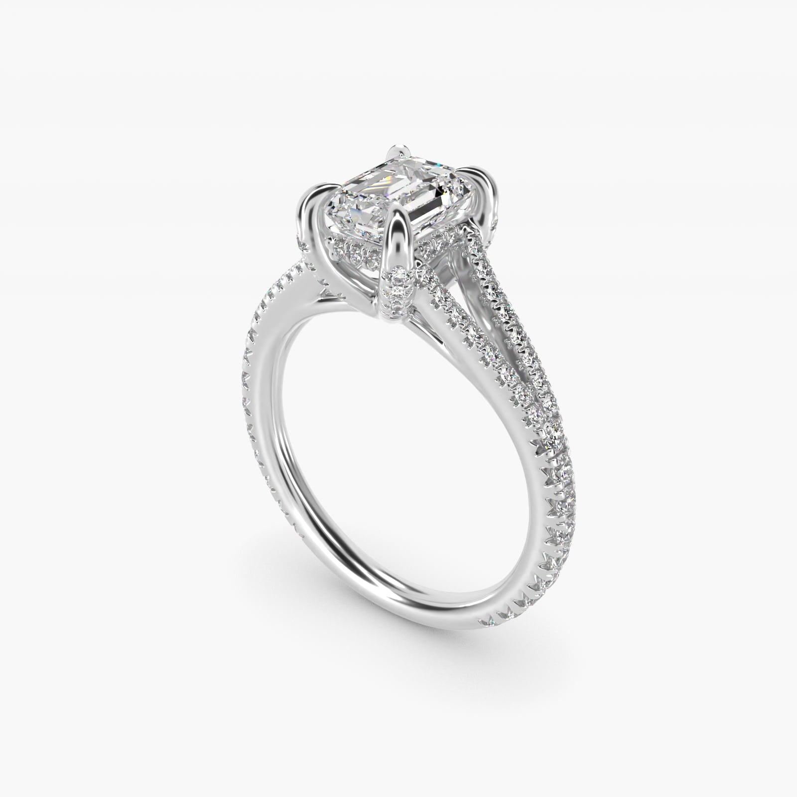 Split-Shank Diamond Engagement Ring in Platinum - Emerald Center