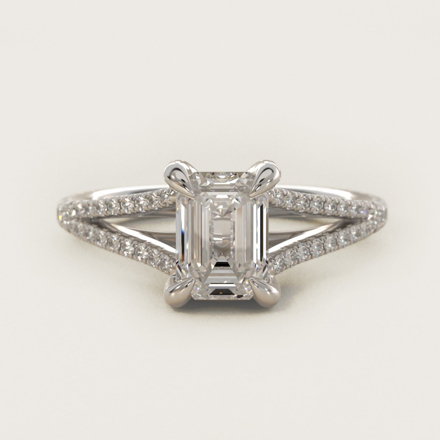 Split-Shank Diamond Engagement Ring in Platinum - Emerald Center
