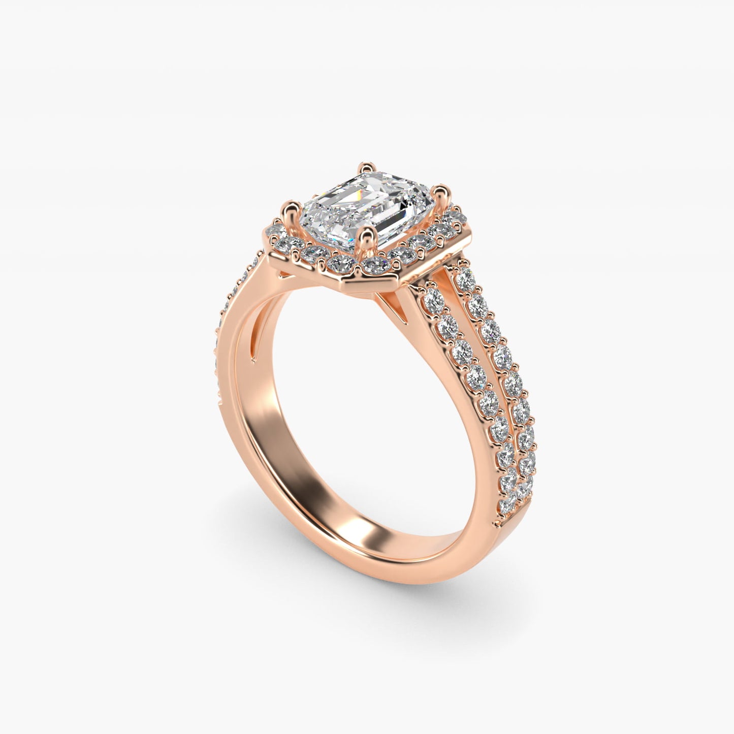 Split Shank Halo Diamond Engagement Ring in 14k Rose Gold (3/8 ct. tw.) - Emerald Center