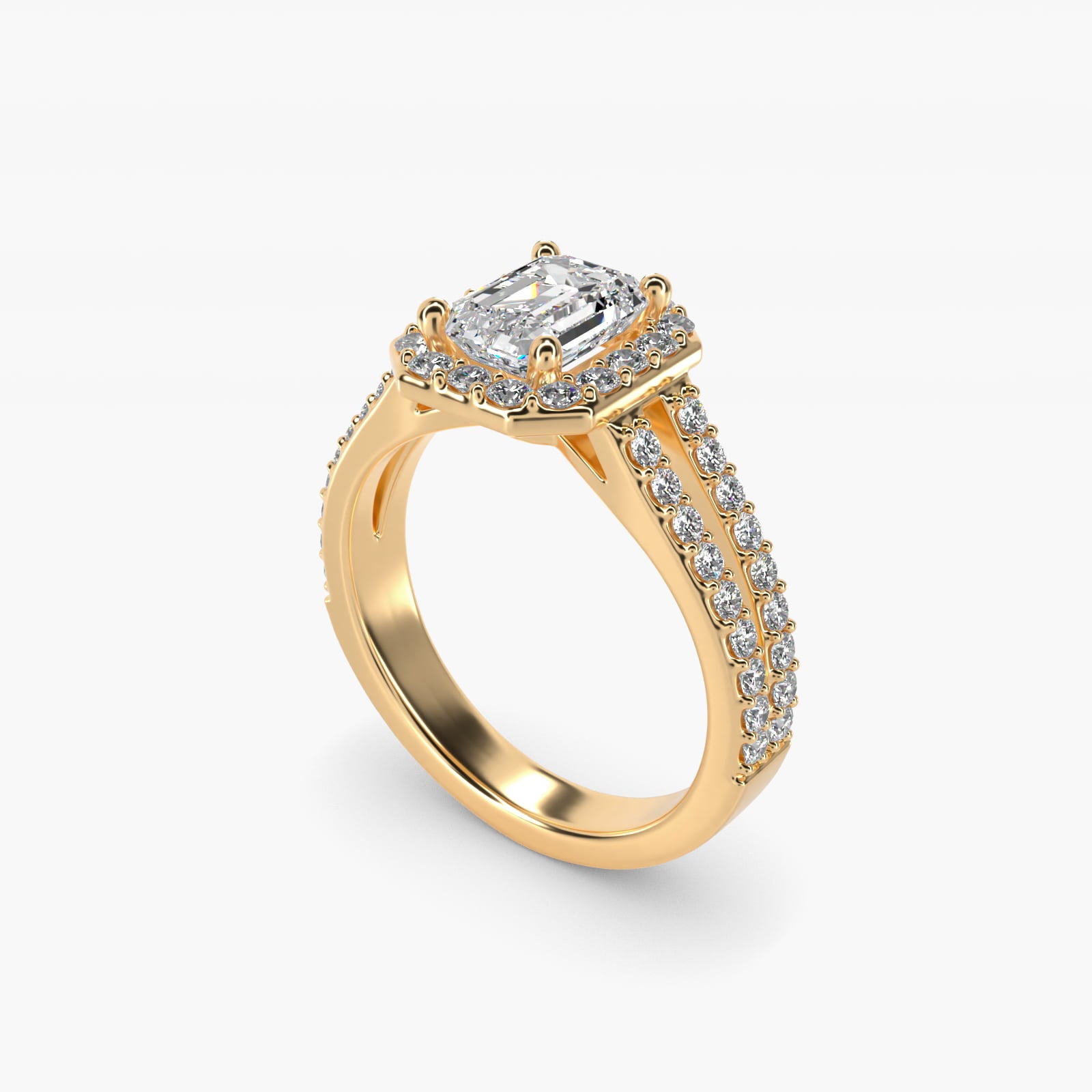 Split Shank Halo Diamond Engagement Ring in 14K Yellow Gold (3/8 ct. tw.) - Emerald Center
