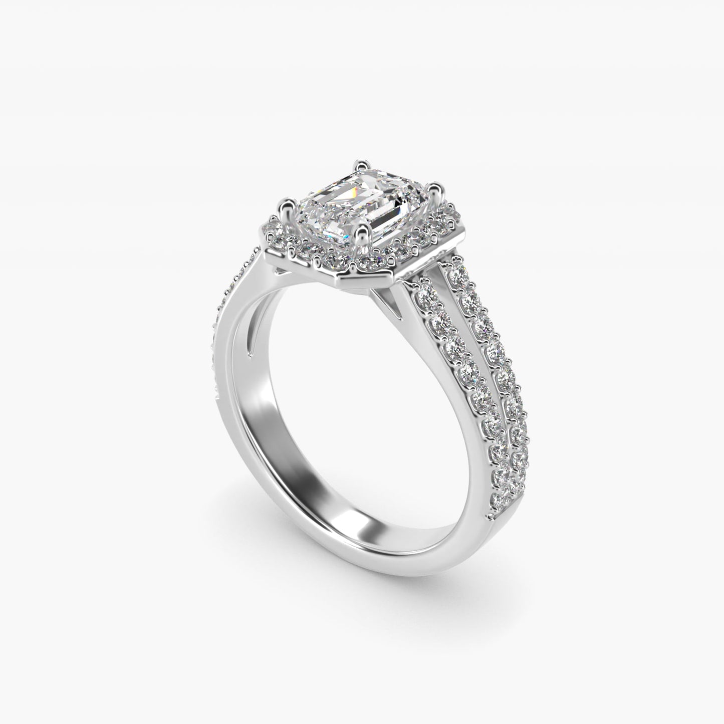 Split Shank Halo Diamond Engagement Ring in Platinum (3/8 ct. tw.) - Emerald Center