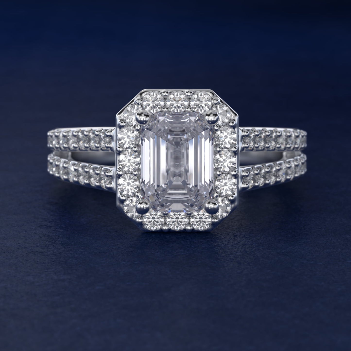 Split Shank Halo Diamond Engagement Ring in Platinum (3/8 ct. tw.) - Emerald Center