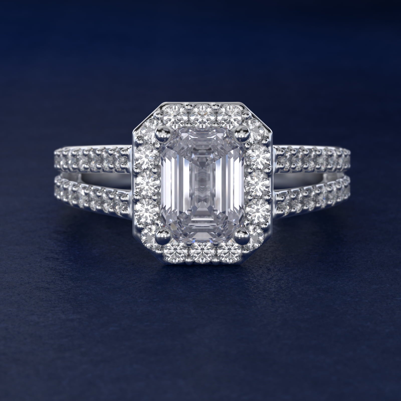 Split Shank Halo Diamond Engagement Ring in Platinum (3/8 ct. tw.) - Emerald Center