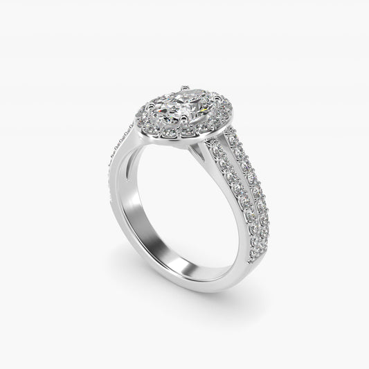 Split Shank Halo Diamond Engagement Ring in 14k White Gold (3/8 ct. tw.) - Oval Center