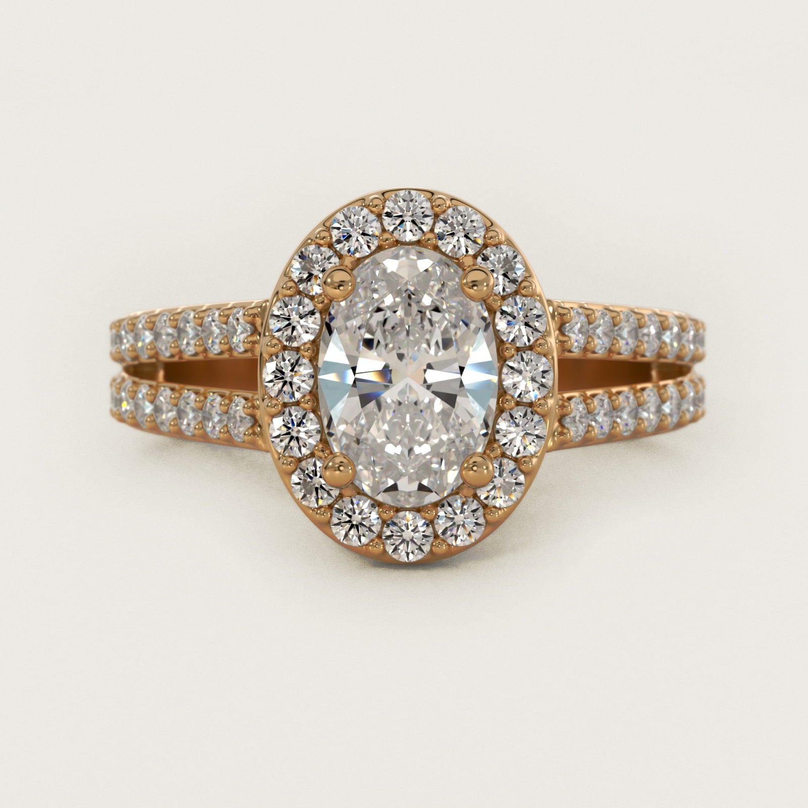 Split Shank Halo Diamond Engagement Ring in 14K Yellow Gold (3/8 ct. tw.) - Oval Center