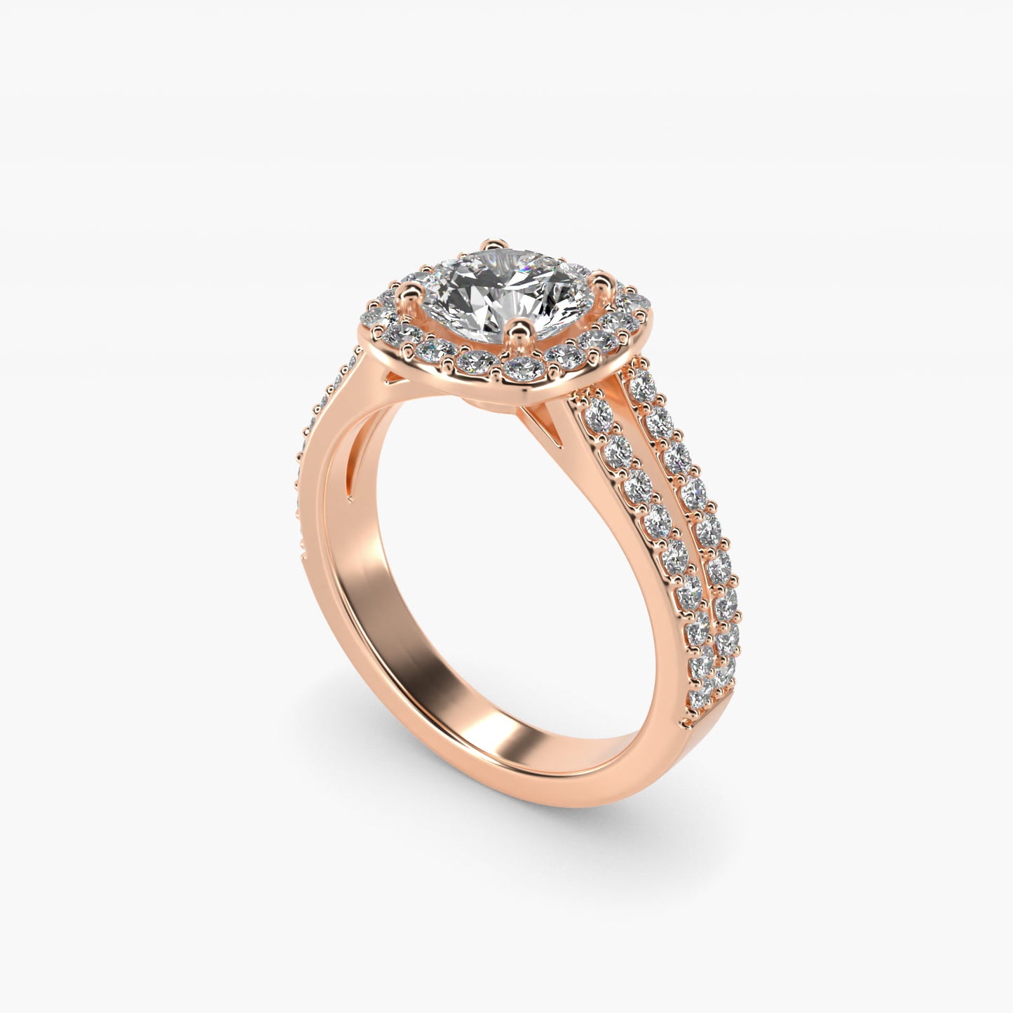 Split Shank Halo Diamond Engagement Ring in 14k Rose Gold (3/8 ct. tw.) - Round Center