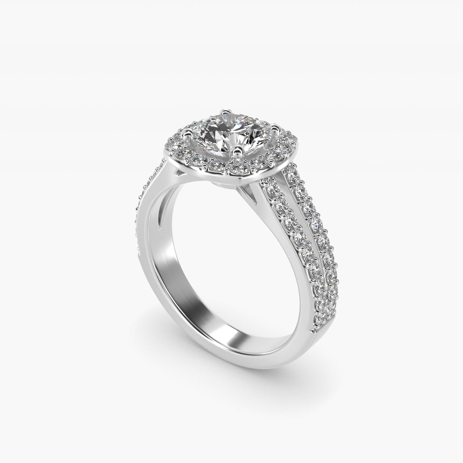 Split Shank Halo Diamond Engagement Ring in 18k White Gold (3/8 ct. tw.) - Round Center