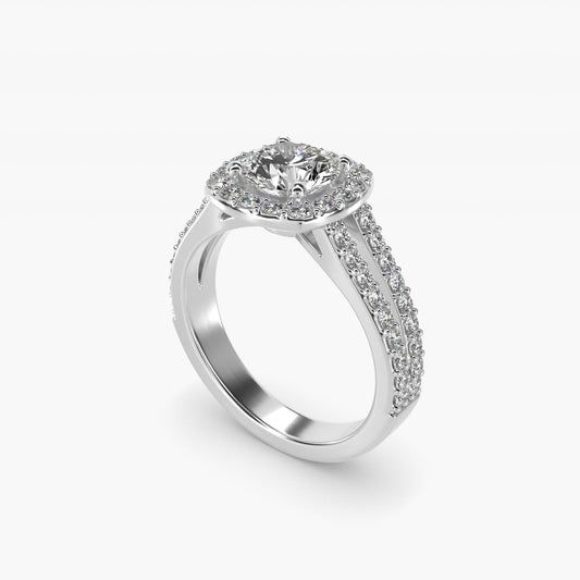 Split Shank Halo Diamond Engagement Ring in 18k White Gold (3/8 ct. tw.) - Round Center