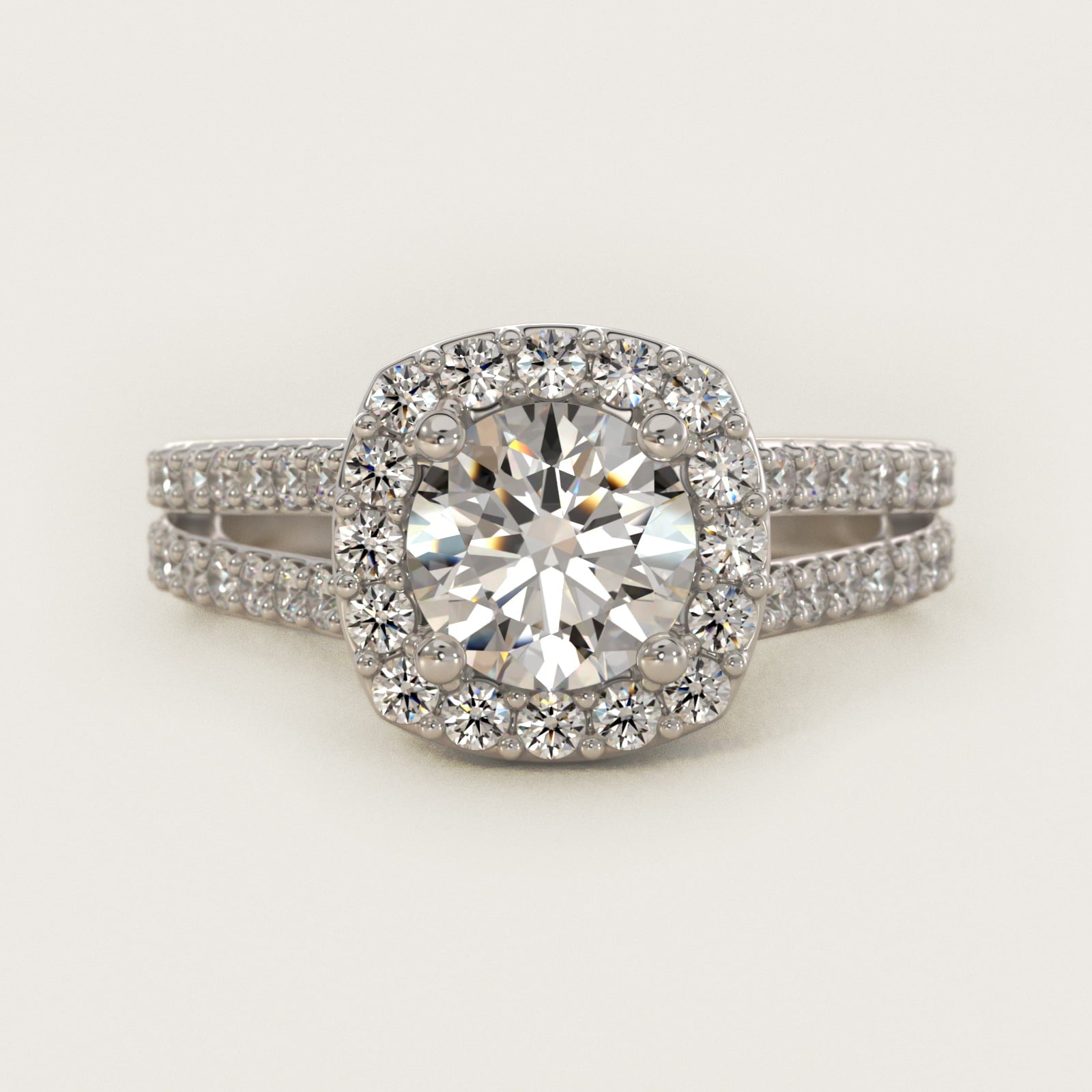 Split Shank Halo Diamond Engagement Ring in 14k White Gold (3/8 ct. tw.) - Round Center