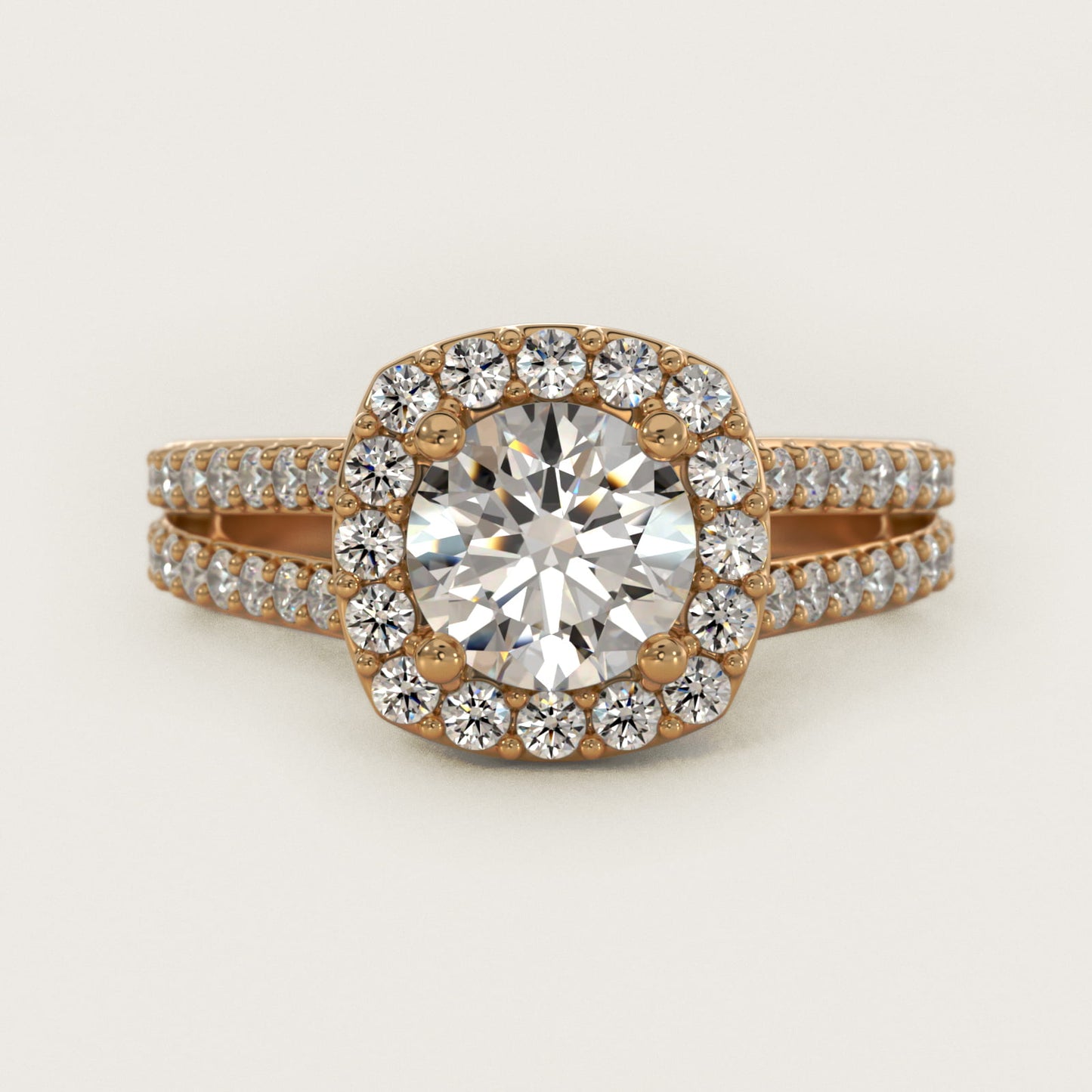 Split Shank Halo Diamond Engagement Ring in 18k Yellow Gold (3/8 ct. tw.) - Round Center