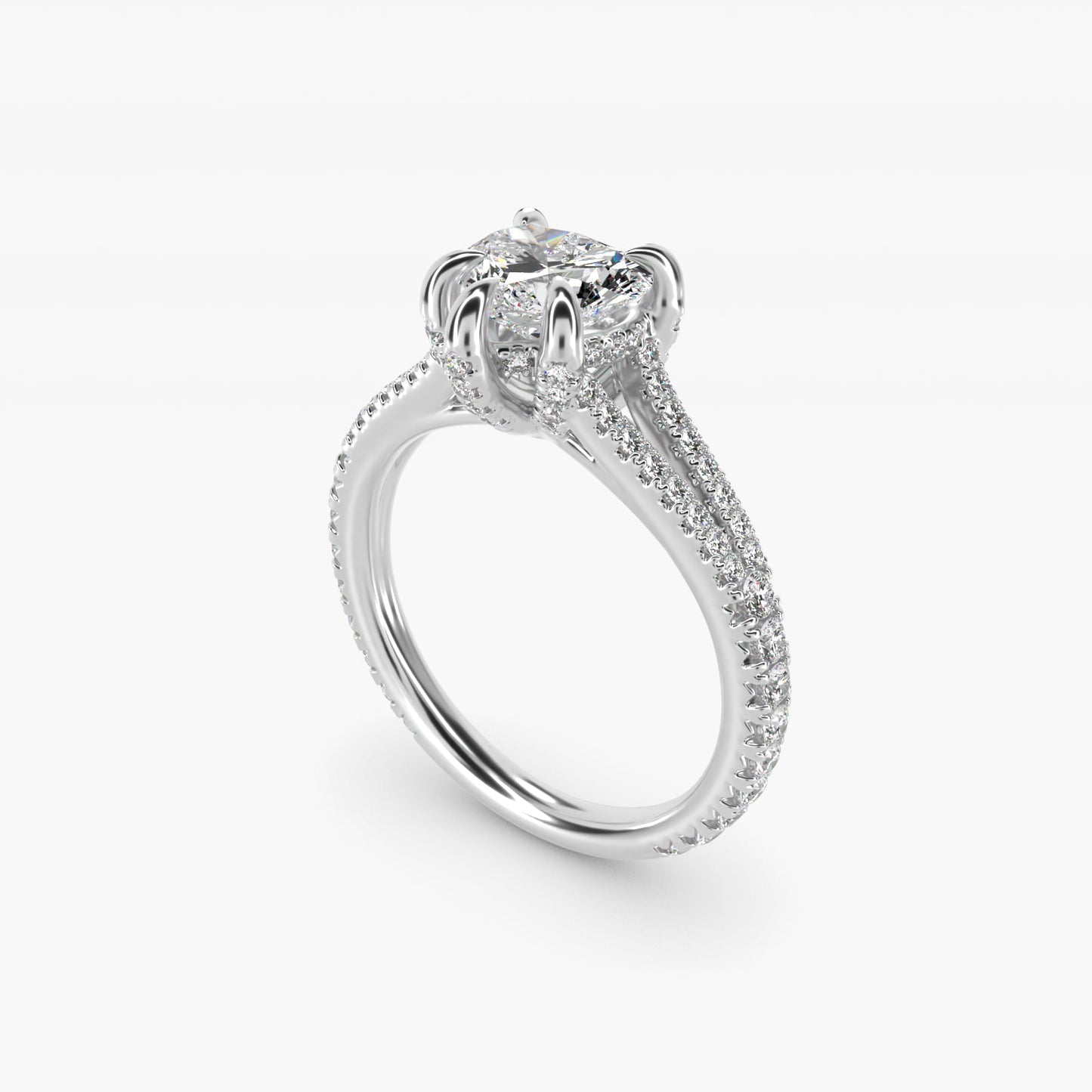 Split-Shank Diamond Engagement Ring in 14k White Gold - Heart Center