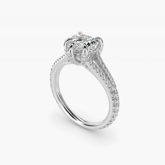 Split-Shank Diamond Engagement Ring in Platinum - Heart Center