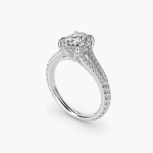 Split-Shank Diamond Engagement Ring in 14k White Gold - Oval Center