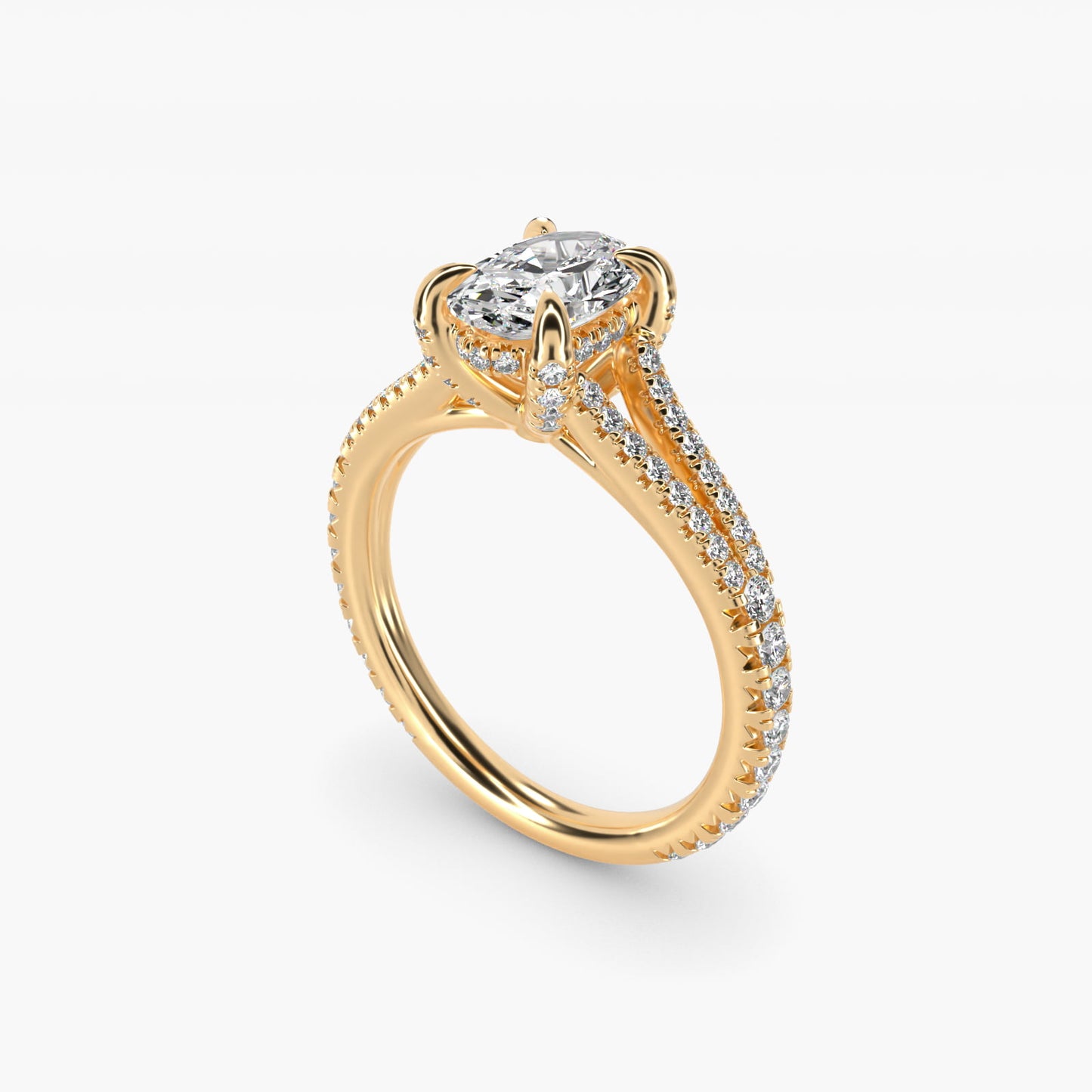 Split-Shank Diamond Engagement Ring in 18k Yellow Gold - Oval Center