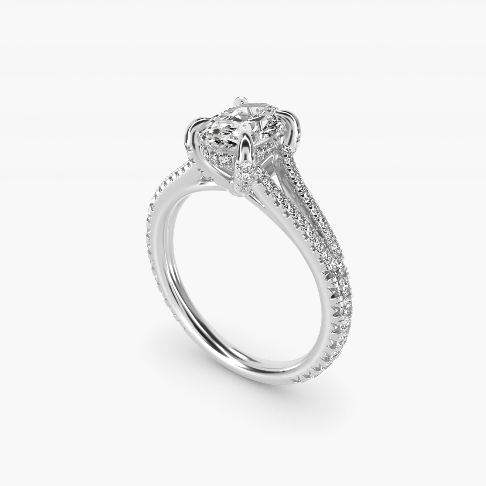 Split-Shank Diamond Engagement Ring in Platinum - Oval Center