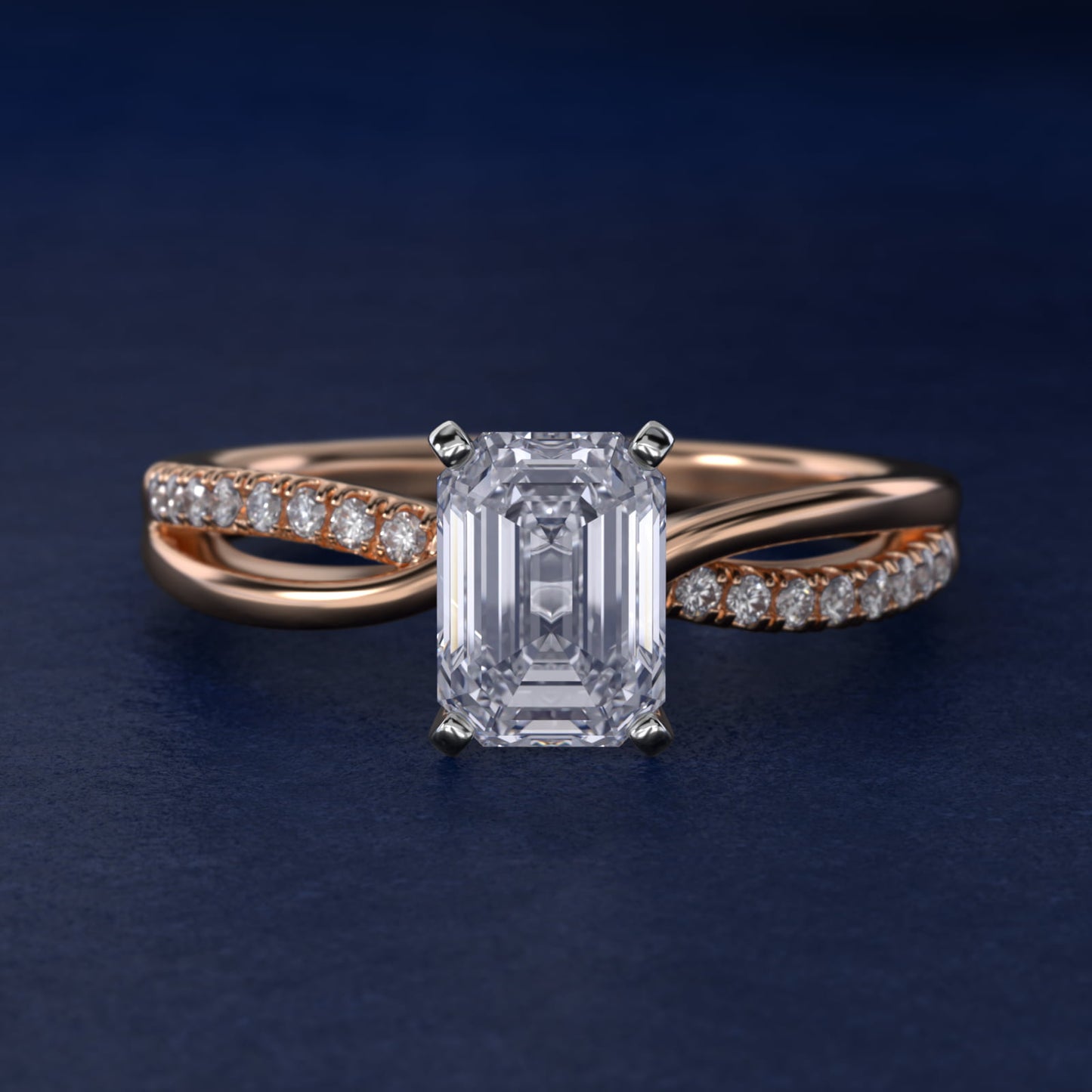 Split Shank Pav? and Plain Shank Diamond Engagement Ring in 18k Rose Gold (1/10 ct. tw.) - Emerald Center