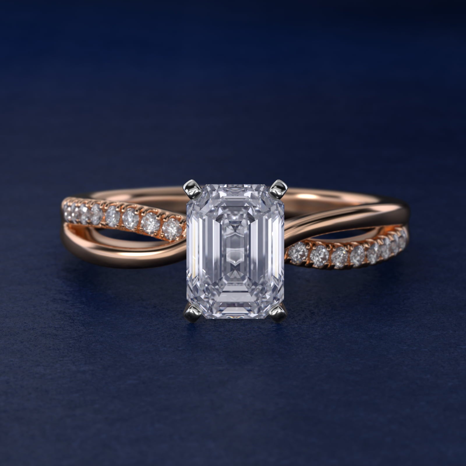 Split Shank Pav? and Plain Shank Diamond Engagement Ring in 18k Rose Gold (1/10 ct. tw.) - Emerald Center