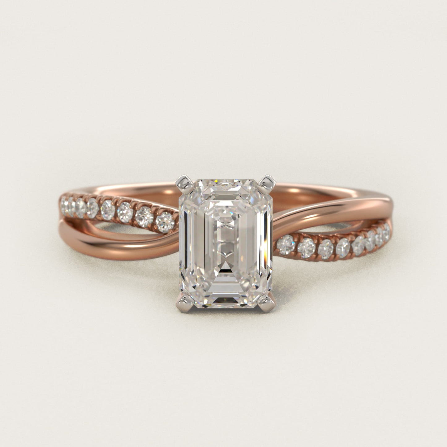 Split Shank PavŽ and Plain Shank Diamond Engagement Ring in 14k Rose Gold (1/10 ct. tw.) - Emerald Center