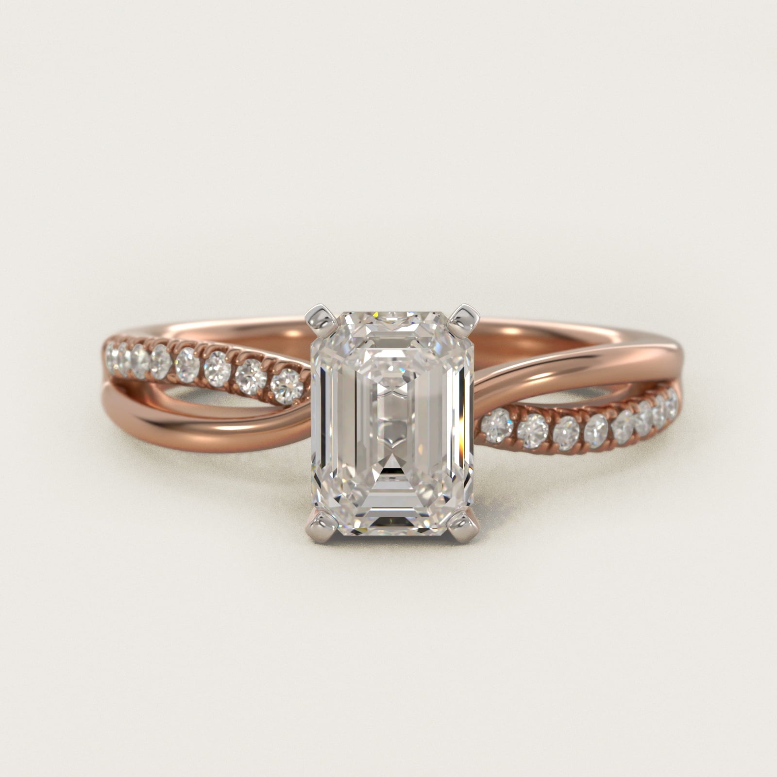 Split Shank PavŽ and Plain Shank Diamond Engagement Ring in 14k Rose Gold (1/10 ct. tw.) - Emerald Center