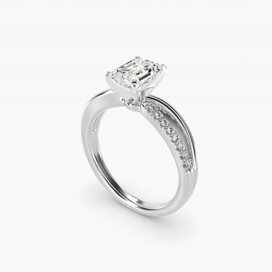 Split Shank PavŽ and Plain Shank Diamond Engagement Ring in 14k White Gold (1/10 ct. tw.) - Emerald Center