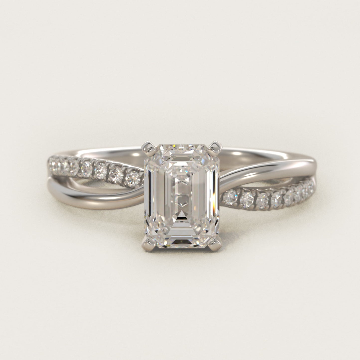 Split Shank PavŽ and Plain Shank Diamond Engagement Ring in 14k White Gold (1/10 ct. tw.) - Emerald Center