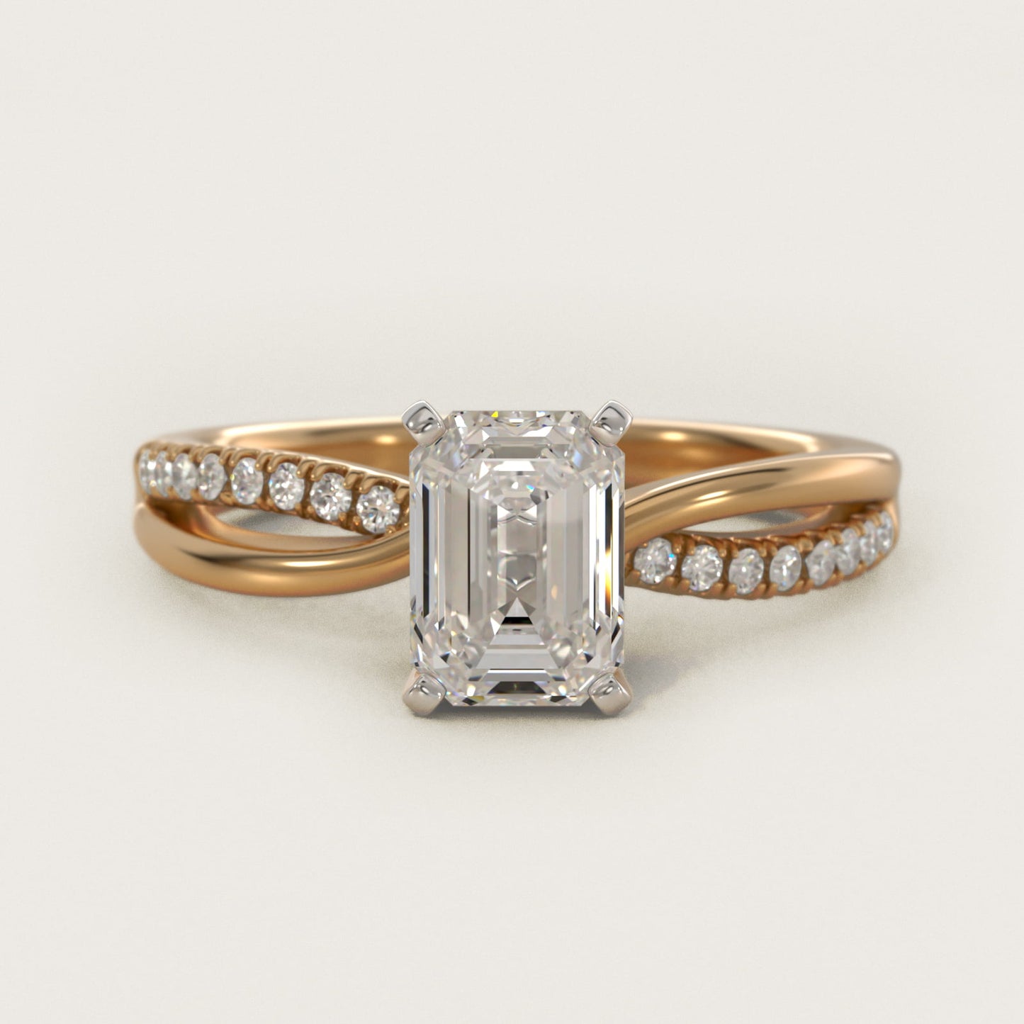 Split Shank PavŽ and Plain Shank Diamond Engagement Ring in 14k Yellow Gold (1/10 ct. tw.) - Emerald Center