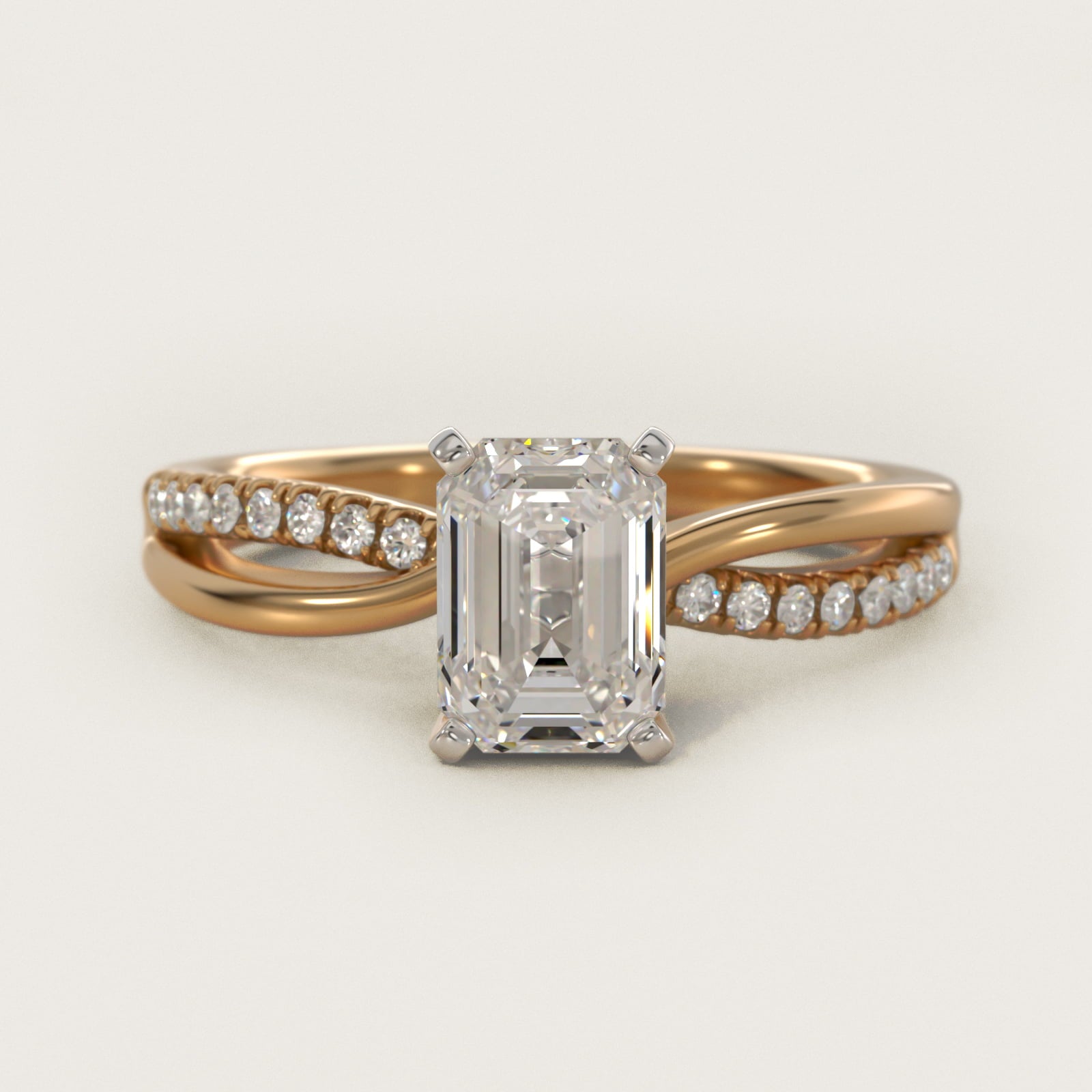 Split Shank PavŽ and Plain Shank Diamond Engagement Ring in 14k Yellow Gold (1/10 ct. tw.) - Emerald Center