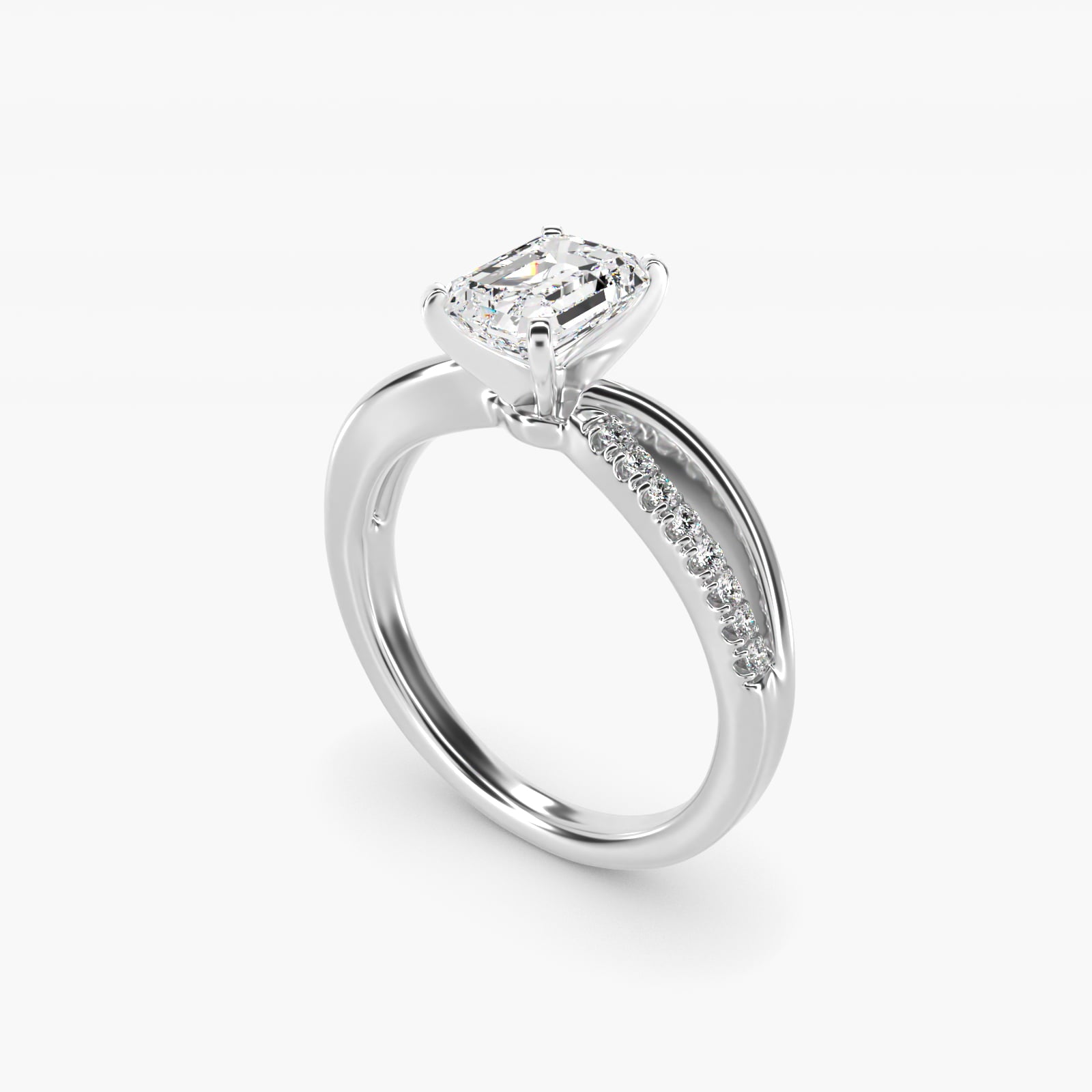 Split Shank Pav? and Plain Shank Diamond Engagement Ring in Platinum (1/10 ct. tw.) - Emerald Center