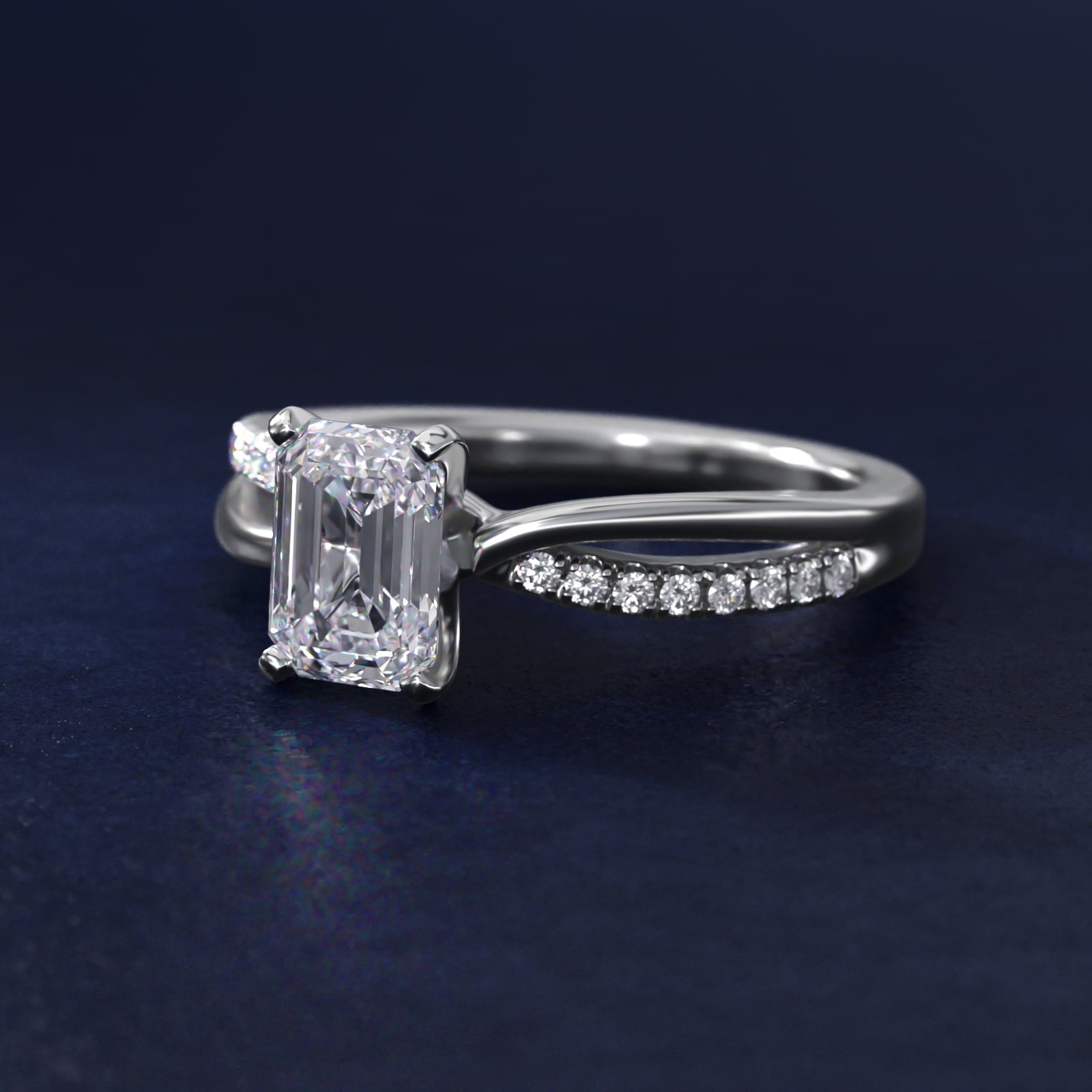 Split Shank Pav? and Plain Shank Diamond Engagement Ring in Platinum (1/10 ct. tw.) - Emerald Center