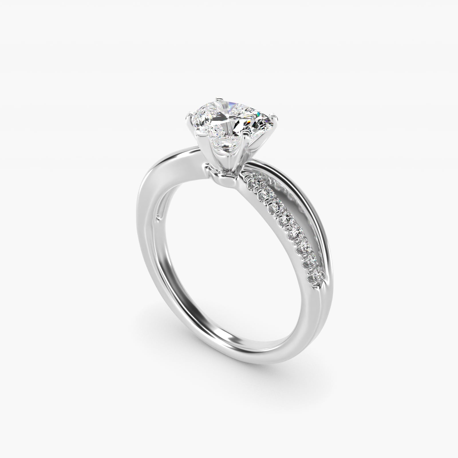 Split Shank PavŽ and Plain Shank Diamond Engagement Ring in 14k White Gold (1/10 ct. tw.) - Heart Center