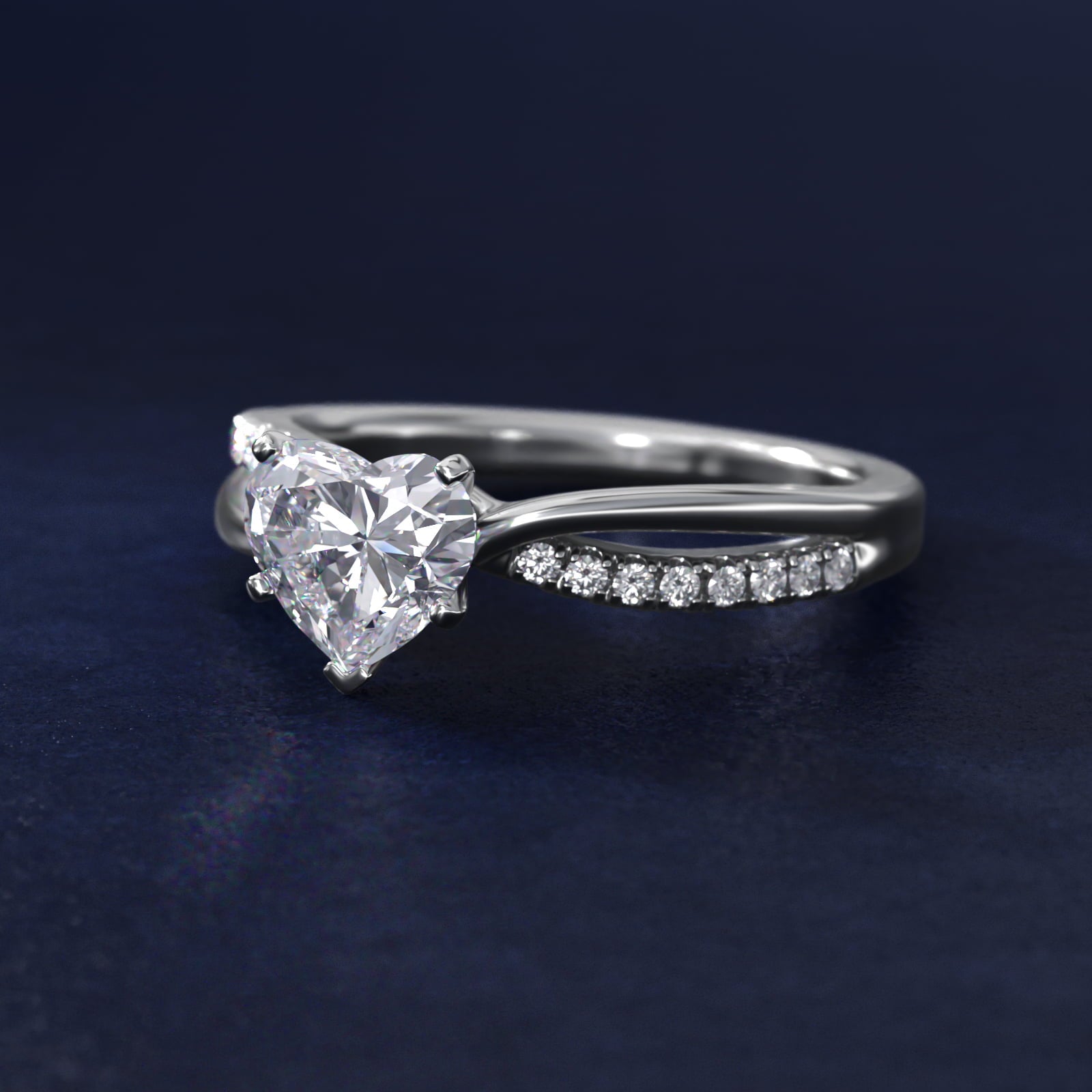 Split Shank Pav? and Plain Shank Diamond Engagement Ring in Platinum (1/10 ct. tw.) - Heart Center