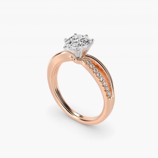Split Shank Pav? and Plain Shank Diamond Engagement Ring in 18k Rose Gold (1/10 ct. tw.) - Pear Center