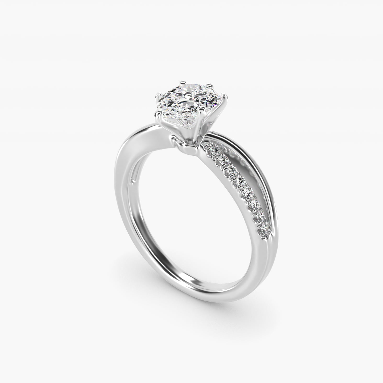 Split Shank Pav? and Plain Shank Diamond Engagement Ring in Platinum (1/10 ct. tw.) - Pear Center