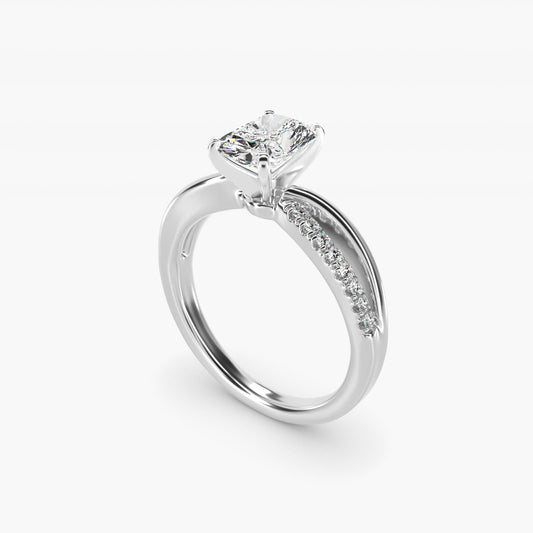 Split Shank Pav? and Plain Shank Diamond Engagement Ring in Platinum (1/10 ct. tw.) - Radiant Center
